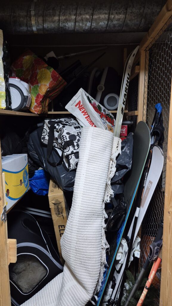 Häkkivarasto ennen ammattijärjestäjän kanssa tehtyä karsimista